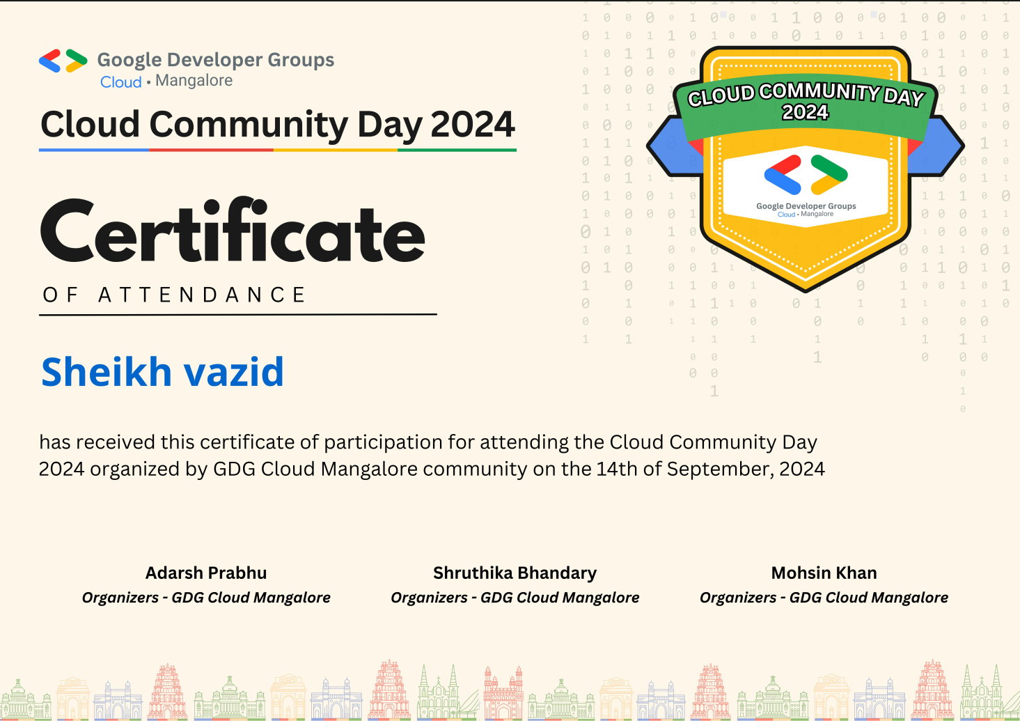 GDG Mangalore Event Certificate